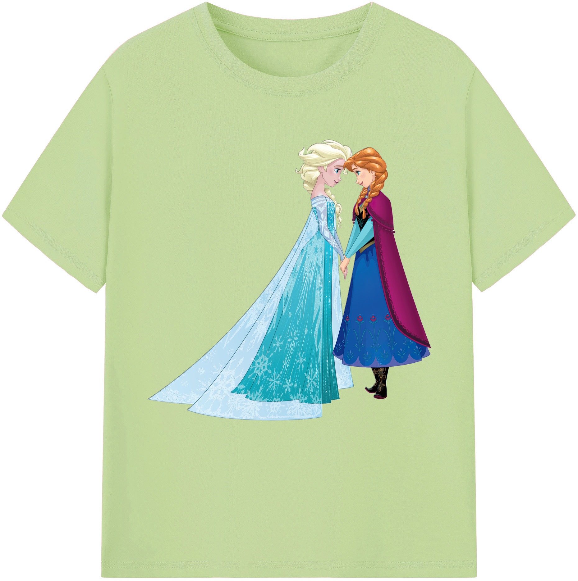 （画像用） アナと雪の女王 アンナ エルサ Frozen Anna Elsa 綿100％半袖Tシャツ（フロントプリント）